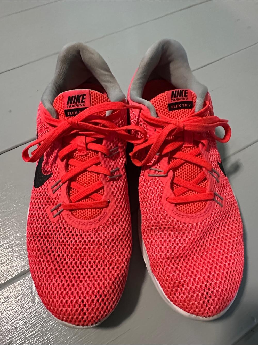 Nike Women's Training Shoes in Neon Coral with Black Swoosh